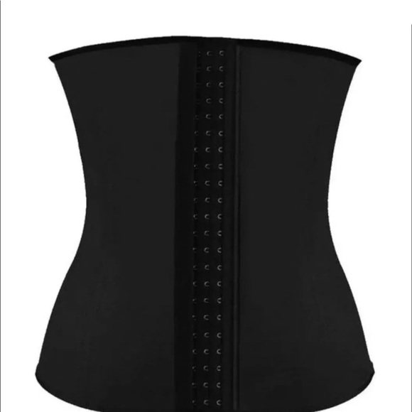 Latex Waist Trainer 9 steel bones Blk shaper Large - Picture 1 of 8